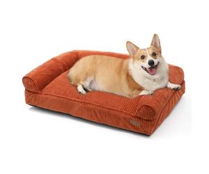 FUKUMARU Cute Dog Bed, Fluffy Dogs Couch with TPU Layer Keeping Lining Dry, Pet Sofa Medium Size Dog Easy to Care, Warm Cat Bed with Removable Zipper Cover, 36inch, Large, Orange
