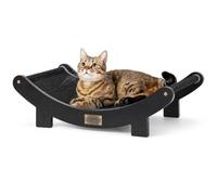 FUKUMARU Extra Large Sisal Cat Scratcher Bed Indoor Sturdy Wood Scratch Bed 70cm Large Cat Scratching Bed Scratch Pad, 100% Natural Sisal Cat Hammock, Solid Wood Frame Lounger Chair Sofa