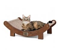 FUKUMARU Extra Large Sisal Cat Scratcher Bed Indoor Sturdy Wood Scratch Bed 70cm Large Cat Scratching Bed Scratch Pad, 100% Natural Sisal Cat Hammock, Solid Wood Frame Lounger Chair Sofa