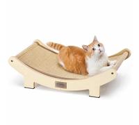 FUKUMARU Extra Large Sisal Cat Scratcher Bed Indoor Sturdy Wood Scratch Bed 70cm Large Cat Scratching Bed Scratch Pad, 100% Natural Sisal Cat Hammock, Solid Wood Frame Lounger Chair Sofa