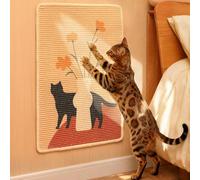 FUKUMARU Sisal Cat Scratching Mat, 60 x 40 cm Natural Sisal Cat Scratch Pad Mats for Indoor Cats, Horizontal Cats Wall Scratcher Kitten Floor Rug with Sticky Tapes, Furniture Protector(Flower)