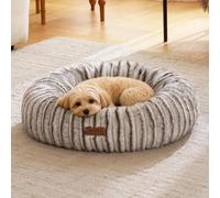FUKUMARU Small Dog Bed, Gradient Color Donut Dog Beds for Anxious Puppies, 25 inches Calming Orthopedic Dog Beds, Round Pet Beds with Washable Cover, Cute Cat Bed for Indoor Cats, Coffee
