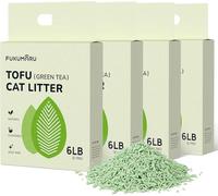 FUKUMARU Tofu Cat Litter, Clumping Cat Litter, Odour Control with Green Tea Scent, Dust-Free and Easy to Clump, Flushable, Direct to Toliet, 2.7Kg x 4bags