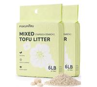 FUKUMARU Tofu Cat Litter, Fast Clumping & Odor Control, Gardenia Scent, Natural Bean Dregs & Cassava Starch, Dust-Free, Flushable, Low Tracking, Ultra Absorbent, Lightweight, 2.7kg x 2 Bags