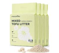 FUKUMARU Tofu Cat Litter, Fast Clumping & Odor Control, Gardenia Scent, Natural Bean Dregs & Cassava Starch, Dust-Free, Flushable, Low Tracking, Ultra Absorbent, Lightweight, 2.7kg x 4 Bags