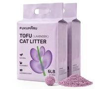 FUKUMARU Tofu Cat Litter for Cats, 12lb - Lavender Scent, Firm Clumping, Natural Odor Control, Low Dust, Flushable Plant-Based Pellets, 2.7Kg x 2 Bags