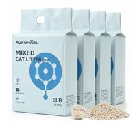 FUKUMARU Tofu Cat Litter Super Ultra Absorbent, Dust Free Cat Litter, Lightweight, Quick Clumping, Low Tracking, Odor Control, White Tea Light Aroma Mixed Cat Litter, 16 L (4 Packs)