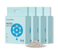 Fukumaru Tofu Cat Litter Super Ultra Absorbent, Dust Free, Direct to Toilet, Lightweight, Quick Clumping, Low Tracking, Odor Control, White Tea Light Aroma Mixed, 16 L (4 Packs)