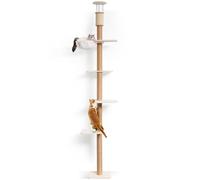 FUKUMARU Wall-Mounted Cat Tree, Adjustable Height (81-107 Inches) Floor to Ceiling Cats Tower with Scratching Post, Sturdy Cats Activity Center with Cozy Hammock