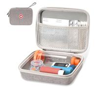 Fukumi Hard Travel Case for Asthma Inhaler and Accessories - Mesh Pocket, For Kids and Adults, Grey