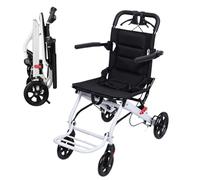 Fukursul Folding Wheelchair for Adults, Lightweight Portable Travel Chair with Ergonomic Design, Adjustable Safety Strap, Aluminum Frame and PU Wheels for D Driving