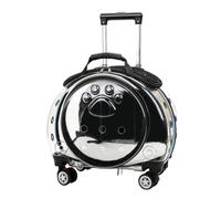 Fukursul Portable Pet Trolley Case with Clear Ventilation Holes, Silent Wheels and Convenient Design for Safe Travel, Ideal for Cats and Dogs Backpack Carriers Black