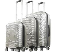 FUL Disney Mickey Mouse 3 Piece Rolling Luggage Set, Hard Case with Spinning Wheels, Silver, 3 Piece, Ful Disney Mickey Mouse 3-Piece Rolling Luggage Set, Hard Case with Spinning Wheels
