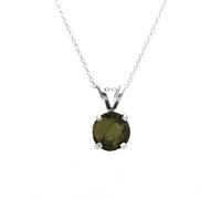 FULA JEWELS Rough Moldavite Pendant Necklace Solid 925 Sterling Silver Minimalist Pendant Certified Moldavite from the Czech Republic Gift for Her, Gemstone, Moldavite