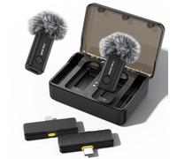 FULAIM Wireless Lavalier Microphone for iPhone Android, Noise Cancellation Mini Microphone with All-IN-ONE Charging Case, Crystal Clear Clip on Lapel Mic for Vlogging TikTok YouTube Content Creators