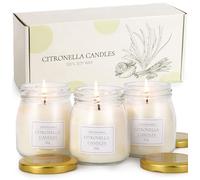 Fulasofia Citronella Candles Outdoor, 3 Pack Citronella Scented Candles with Lids, 120g Each, Soy Wax Candles in Glass Jar, Indoor Outdoor Use, Garden, Camping