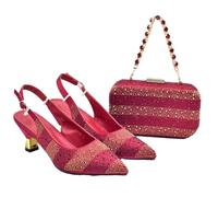 FULBHPRINT Italian Design Women Wedding Shoes Bag Set Bridal Luxury Pumps with Matching Clutch for Brides Wedding Red