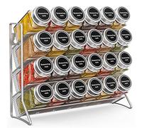 Fuleadture 3-Tier Spice Rack Free Standing, Counter Spice Organiser, Metal Seasoning Bottle Organizer for Kitchen, Countertop, Cupboard, Pantry - 2Pcs, Silver