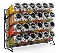Fuleadture 3-Tier Spice Rack Free Standing, Counter Spice Organiser, Metal Seasoning Bottle Organizer for Kitchen, Countertop, Cupboard, Pantry - 2Pcs, Black