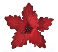 FuleHouzz 10 PCS Glitter Poinsettias Artificial Christmas Flowers Large Xmas Tree Ornaments for Wreath New Year Party Wedding Decorations, Dark Red