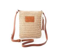 FULEI Summer Straw Crossbody Bags for Women Small Lightweight Woven Beach Bag with Tassel, Adjustable PU Strap, Zipper Pocket