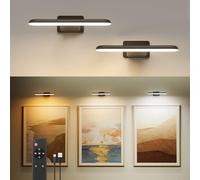 FULEN 2 Pack Picture Lights for Wall, Battery Operated Picture Light Rechargeable, Cordless Dart Board Lights, LED Wall Sconces for Pictures,Frames&Mirros, 3 Color Temperatures, Remote Control, Black