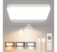 FULEN LED Ceiling Light Motion Sensor, Cordless Bathroom Ceiling Lamp Battery Operated, Rechargeable Magnetic Mount Shower Light for Bath,Porch,Stairs,Garage, 3 Color Temperatures, Remote Control