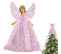 Fulenyi Angel Tree Topper, Treetop Princess Figurine With Wings, Angel Treetop Figurine, Elegant 8in Tree Decorations, Favors, Ornaments For Tree Topper