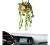 Fulenyi Car Crochet Plants Hanging Baskets Basket Potted Plants Crochet Decoration - Portable Handmade Knitted Rear View Basket for Women, Men, Girlfriend, Boyfriend