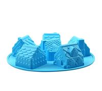 Fulenyi Gingerbread House Silicone Mould - 6 Cavity Small House Baking Tray, Baking Utensils Non-Stick for Cake Cupcake Decoration