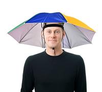 Fulenyi Head Umbrella Cap Anti-UV Novelty Adult Child Hat Festival Hat Portable Waterproof Hands Umbrella Hat for Fishing Hiking Beach Pedestrian, Iridescent, 1