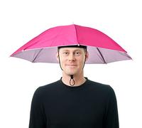 Fulenyi Umbrella Hat Head Cap Anti-UV Novelty Adult Child Hat Festival Hat Portable Waterproof Hands Umbrella Hat for Fishing Hiking Beach Hiking Hiking, Pink-red, 1