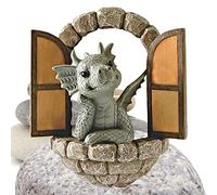 Fulenyi Yard Dragon Sculpture Ornaments - Reading Book and Butterfly Baby Dragon Statue, Expertly Cute Baby Dragon Faux Stone Resin Finish Figure Fantasy Sculpture