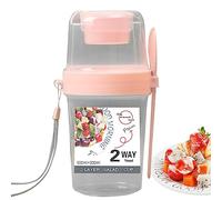 Fulenyi Yoghurt Cup to Go with Lid, 100 BPA Cereal Cups to Go, Porridge to Go, for Breakfast, Fruit Container, Cereal Containers, Yoghurt to Go Cup with Spoon