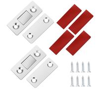 Fuletooye 2 Pcs Silver Magnetic Door Catch, Ultra Thin, No Gap Design, Powerful Adhesive, 2kg Force, 4mm Thick