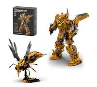 Fuleying 2 IN 1 WASP X Robot Building Set for Adults, Dual Form Transformable Bee Robot Bricks Kit, Large Mech Action Figure Display Model Toy, Home Office Decor Gift for Teenagers