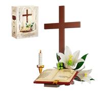 Fuleying Bible Cross Flower Building Set, Christian Faith Indoor Decor
