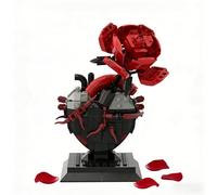 Fuleying Black Heart Red Rose Building Set for Adults, 421 Pieces MOC Art Flower Heart Building Blocks Kit, Gothic Anatomical Heart Model with Rose Table Centerpiece, Horror Botanical Gift