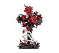 Fuleying Cross Roses Building Set for Adults, 636 Pieces DIY Gothic Flowerd Cross with Skeleton Hand, Chain, Dark Aesthetic Brick Kit for Home Office Desk Decor, Unique Gift Idea