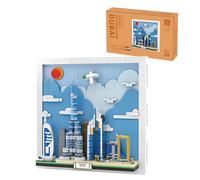 Fuleying Dubai City Skyline Building Set for Adults, 740 Pieces City Postcard Architecture Bricks Model Kit, Burj Khalifa & Burj Al Arab 3D Wall Art Display, Home Office Decor Gift