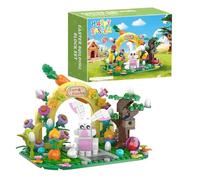 Fuleying Easter Garden Building Set, 294 Pieces Easter Bunny Egg Lawn Building Bricks Toy, Spring Home Office Desk Decor, Festive Party Favor Gift for Kids Adults