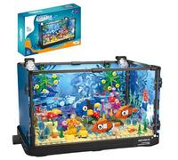 Fuleying Fish Tank Building Block, Aquarium Building Sets for Adults, Including Ocean Jellyfish, Crab, Fish, Animal Building Toys, Home Office Decor, 725pcs