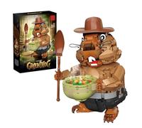Fuleying Groundhog Chef Building Set for Adults, 1464+PCS Collectible DIY Animal Bricks Model with Movable Parts, STEM Educational Construction Toy, Gift for Home Office Decor