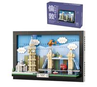 Fuleying London City Skyline Building Set for Adults, 564 Pieces City Postcard Architecture Bricks Model Kit, Big Ben & Tower Bridge 3D Wall Art Display, Home Office Decor Gift