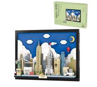Fuleying New York City Skyline Building Set for Adults, 1101 Pieces City Postcard Architecture Bricks Model Kit, NYC Landmark 3D Wall Art Display, Home Office Decor Gift