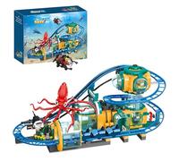 Fuleying Ocean Roller Coaster Building Blocks Set, 1080PCS Deep-Sea Adventure Theme with Track, Giant Octopus & Observation Station, Aquarium Model for Home Decor, Gift for Adult Teen()