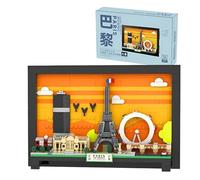 Fuleying Paris City Skyline Building Set for Adults, 598 Pieces City Postcard Architecture Bricks Model Kit, Eiffel Tower Landmark 3D Wall Art, Home Office Decor Gift
