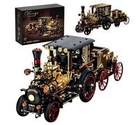 Fuleying Retro Steampunk Car Building Set, Vintage Mechanical Steam Tractor Locomotive Building Kit, Collectible Vehicle Engine Model Toy, Desktop Centerpiece, Gift for Adults Teens(1331 PCS)