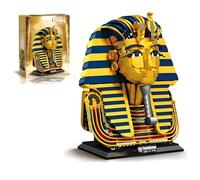 Fuleying Tutankhamun Golden Mask Building Blocks Set, 1603PCS Ancient Egyptian Pharaoh Bust Model Kit with Display Base, Collectible Home Decor Sculpture, Gift for History & Building Enthusiasts
