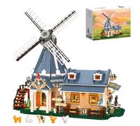 Fuleying Windmill Ranch Building Blocks Set, 1742 PCS Countryside Farm Cottage Building Bricks Kit, Rural House Architecture Display Model Toy, Home Office Decor, Birthday Gift for Adult Teen